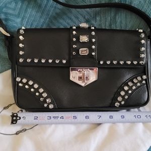 Prada Saffiano handbag ART# BR5084 Nero Black Studs & Crystals